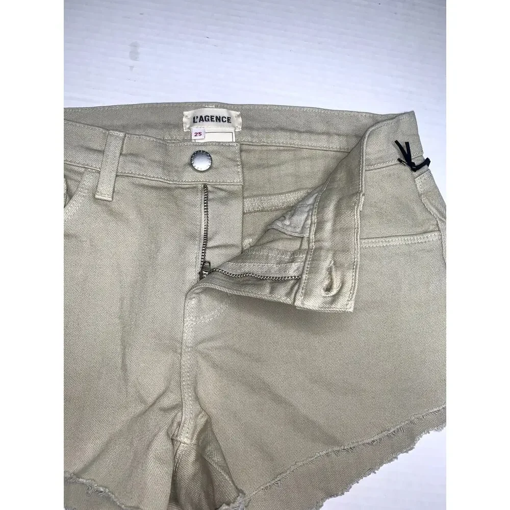 L'Agence‎ Women's Khaki Audrey Denim Shorts Size 25